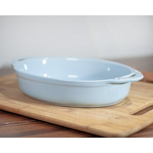 Genérico - Fuente De Cerámica P/Horno Tipo Gres - Oval 28X21 -Celeste