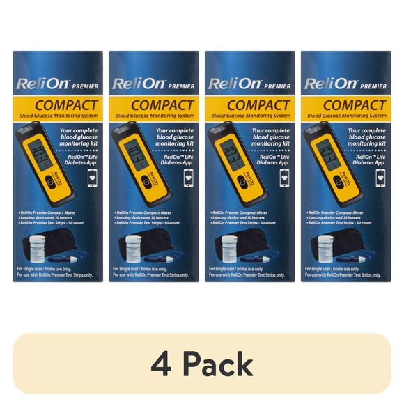 Kit Medidor Glucosa ReliOn Premier Compact 4 Pack