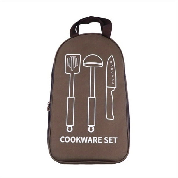 1pc Outdoor Cutlery Storage Kit, Portable Kitchenware Cookware Kit, Travel Storage Bag Camping Picnic, Portable Camping BBQ Kit Bag (only Bag)