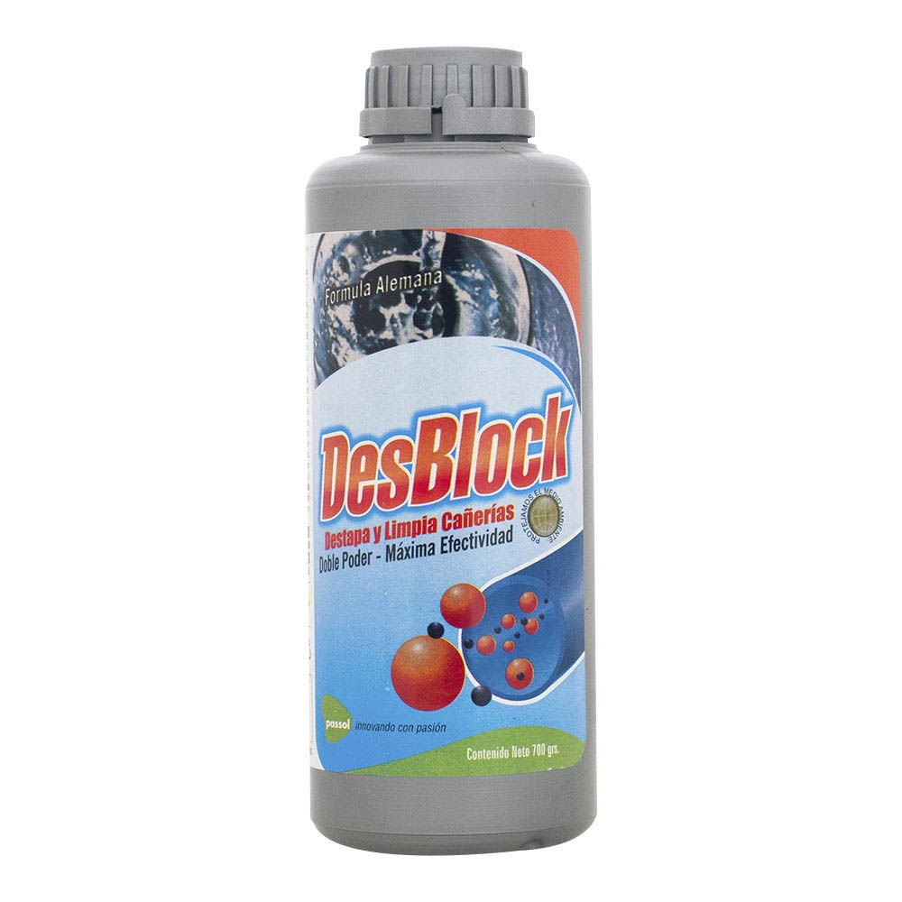 Passol - Destapa Y Limpia Cañerías Desblock Botella 700g