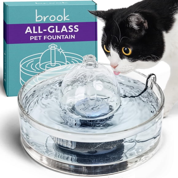 Pet Fountain Brook Glass 2.7 L para gatos y perros pequeños con filtro