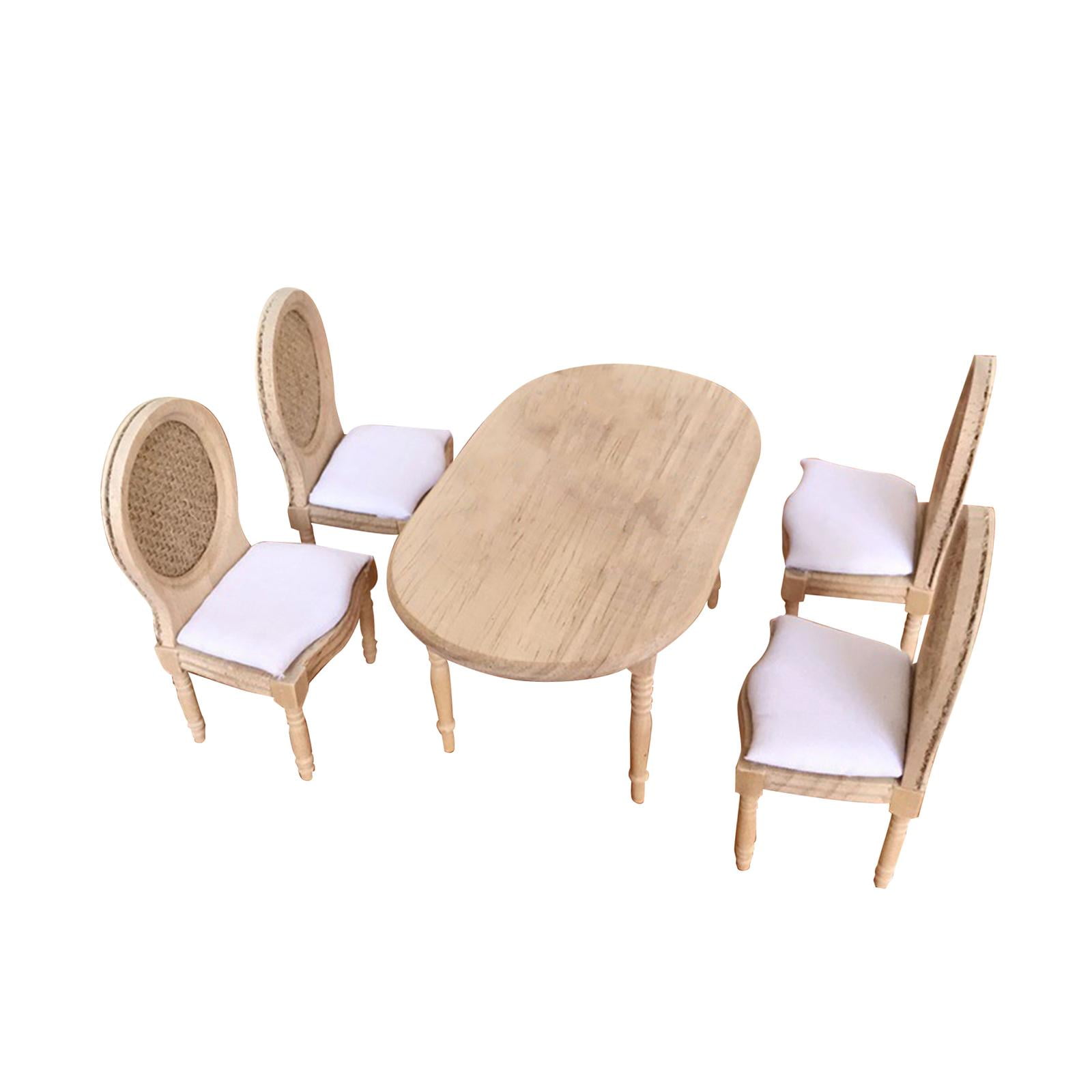 Magideal - Juego De Sillas De Mesa, Adornos Multiusos De Madera 1:12, Modelo De Muñecas, Micro Paisaje, Diseño De Escena De Vida, Accesorio Diy