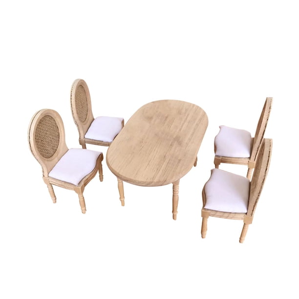 Juego de Sillas de Mesa, Adornos Multiusos de Madera 1:12, Modelo de Muñecas, Micro Paisaje, Diseño de Escena de Vida, Accesorio DIY