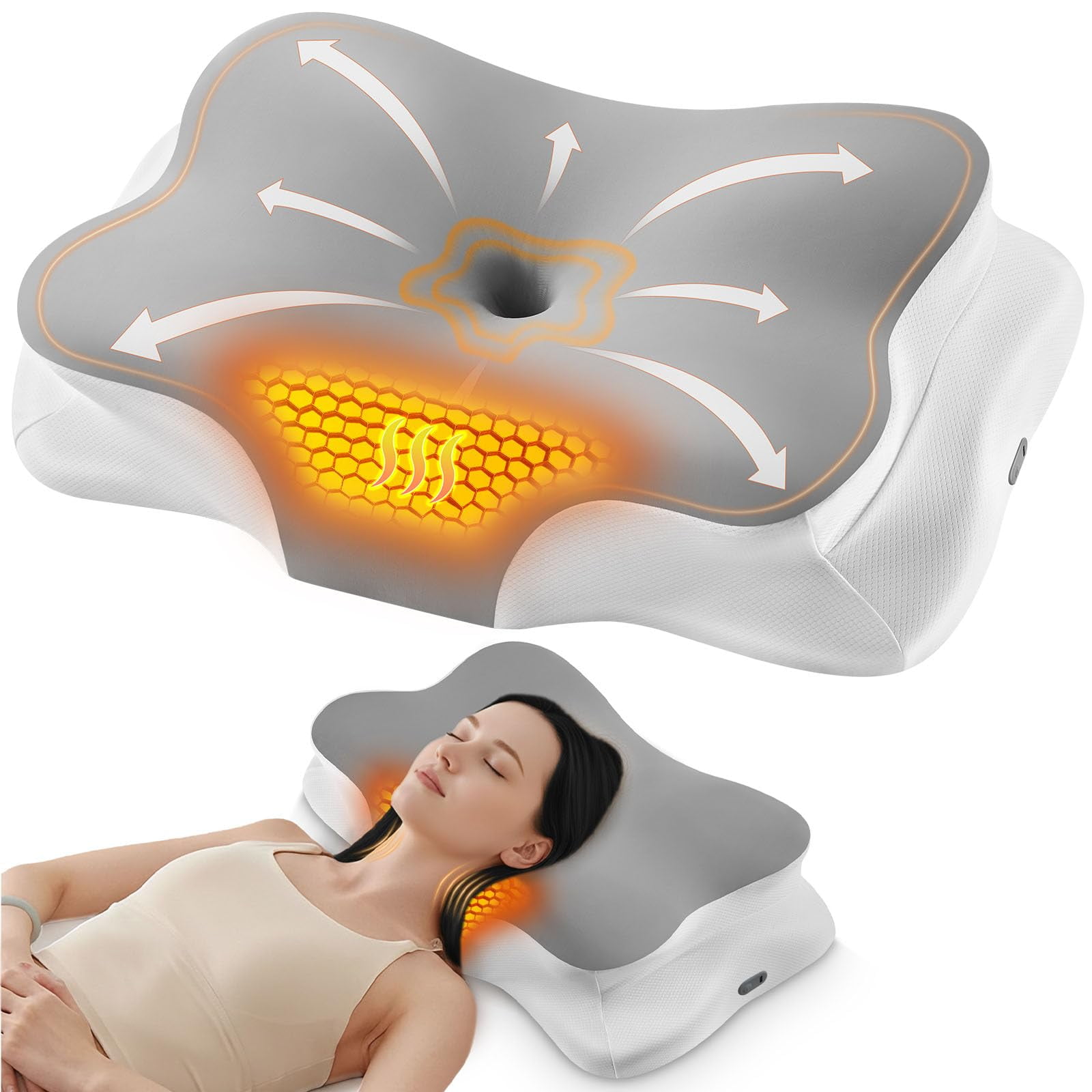 Almohada Cervical Térmica Silkena Para Aliviar El Dolor De Cuello, Espuma Viscoelástica