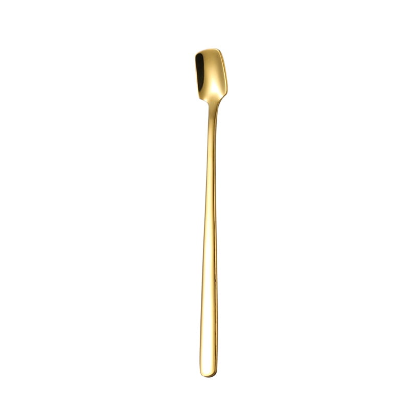 Xmhytop 2 Cucharas Cuadradas De Acero Inoxidable, 15x1.5 Cm - Ideal Para Helados, Postres Y Bebidas Con Estilo Moderno,dorado