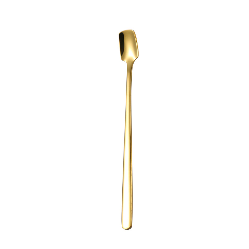 Xmhytop 2 Cucharas Cuadradas De Acero Inoxidable, 15X1.5 Cm - Ideal Para Helados, Postres Y Bebidas Con Estilo Moderno,Dorado