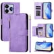 thumbnail image 3 of Funda tipo cartera para ZTE Axon 60 4G con bolsillo con cremallera, tarjetero, soporte, correa para la muñeca y tapa de cuero morado, 3 of 5