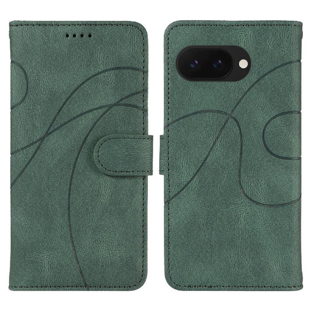 Funda tipo cartera con tapa para Google Pixel 9A con tarjetero, soporte y cubierta magnética Verde