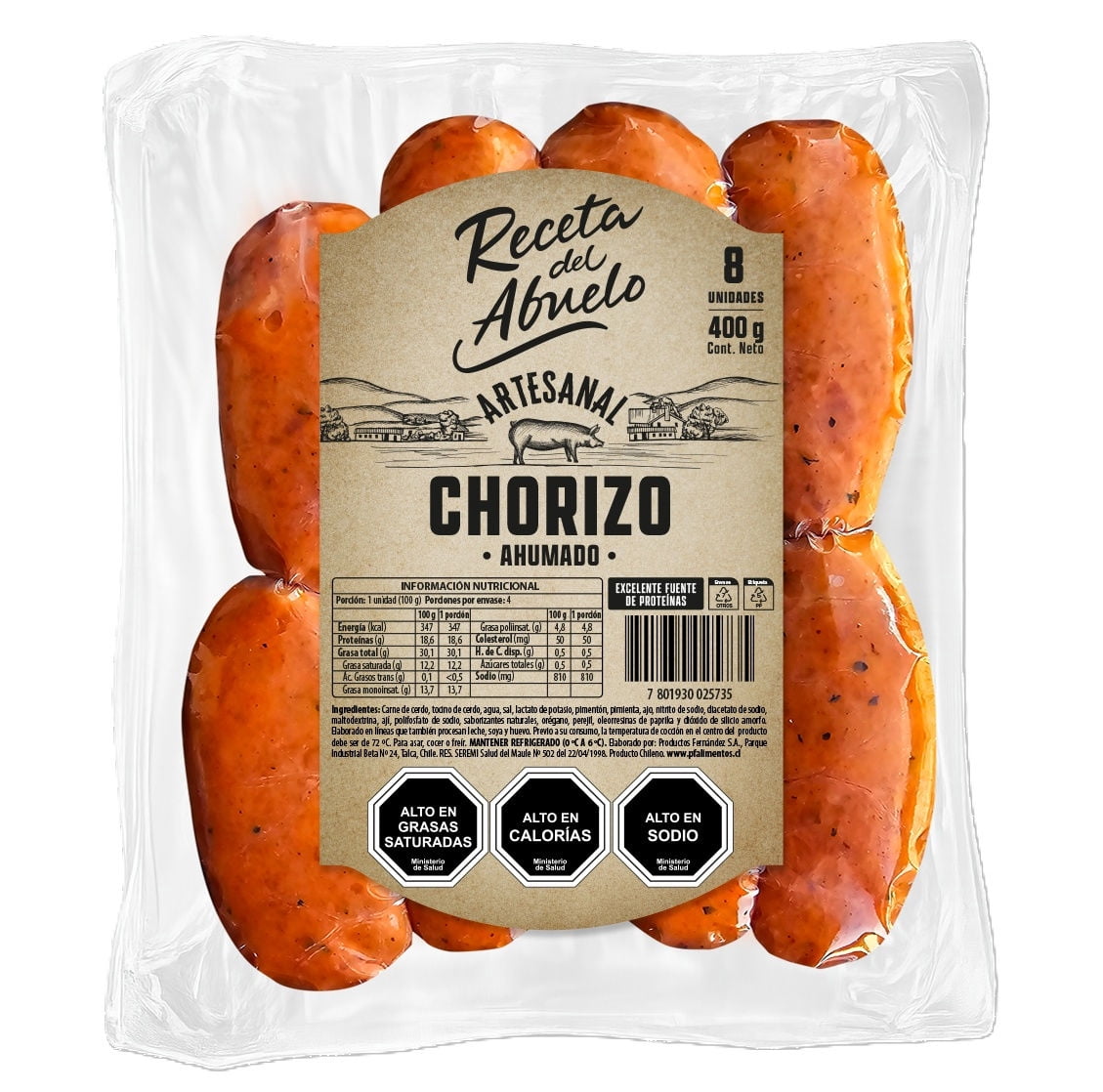 Chorizo Ahumado Artesanal, 400 g