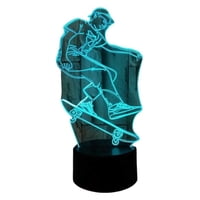 Lelumania - Lampara Ilusion 3D Niño Skate De 7 Colores, Base Touch