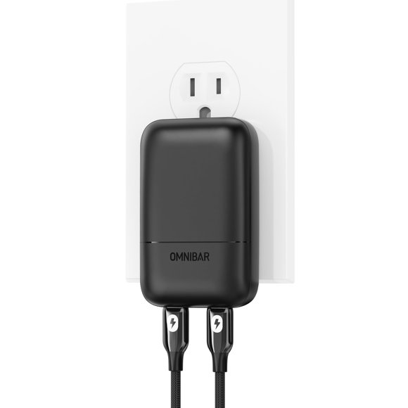 Cargador de pared USB‑C Omnibar 67W GaN PD 3.0 PPS de 2 puertos