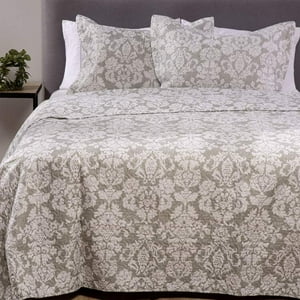 Zahr - Cubrecama Estampado 2 Plazas Gris