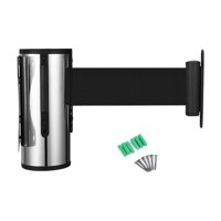 Magideal - Barrera De Cinturón Retráctil De Montaje En Pared Multifuncional, Cinturón De Nailon, Barrera De Control De Multitudes Para Bancos, Pasillos, Estadios 2 M Negro