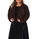 thumbnail image 4 of Agnes Orinda Conjuntos de Halloween Chaqueta Recortada de Talla Grande para Mujer Abrigo de Invierno de Piel Sintética con Frente Abierto 4X Marrón, 4 of 6