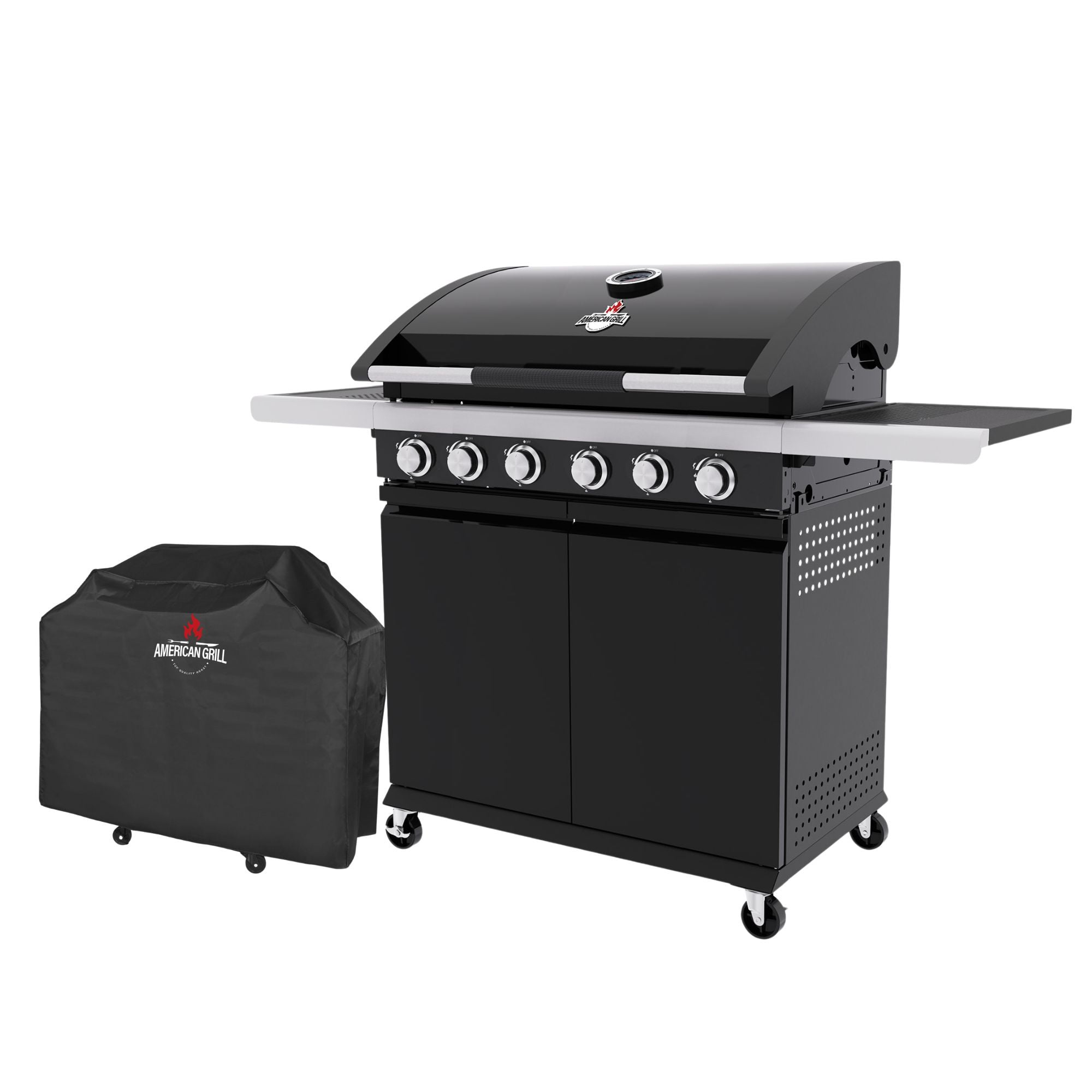 American Grill - Set Parrilla A Gas 6 Quemadores Texas Black + Funda Xl