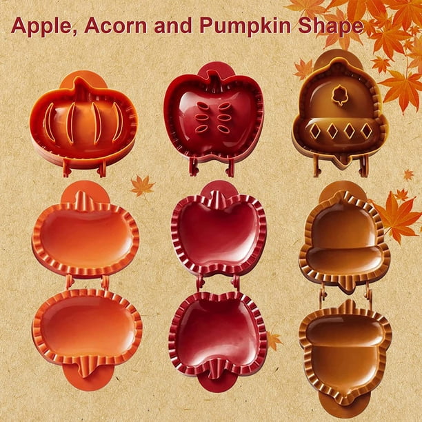 3pcs Hand Pie Molds for Halloween, Party Potlucks, and More - Includes Apple, Pumpkin, and Acorn Shapes