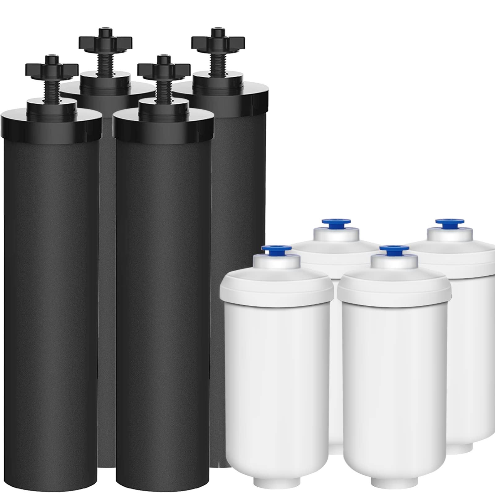 Dtesl - Filtro De Agua De Repuesto Para Berkey, 4 Filtros Negros Y 4 Filtros De Flúor