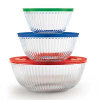 Juego De 3 Piezas De Cuencos De Vidrio Pyrex Con Tapas
