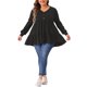 thumbnail image 2 of Agnes Orinda Tops de Talla Grande para Mujer Cuello en V Manga Larga Botón Peplum Túnicas Babydoll TunicTops 1X Negro, 2 of 5