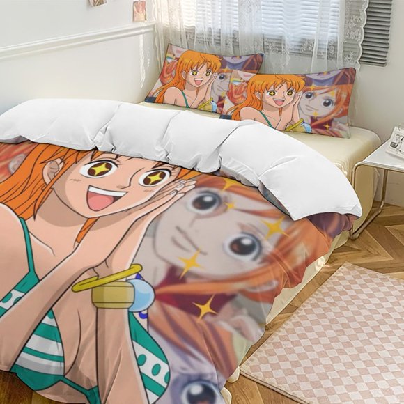 Nami Bed Duvet Cover Funny Anime Cartoon Bedding Sets Lightweight 3 Piece Comforter Sets