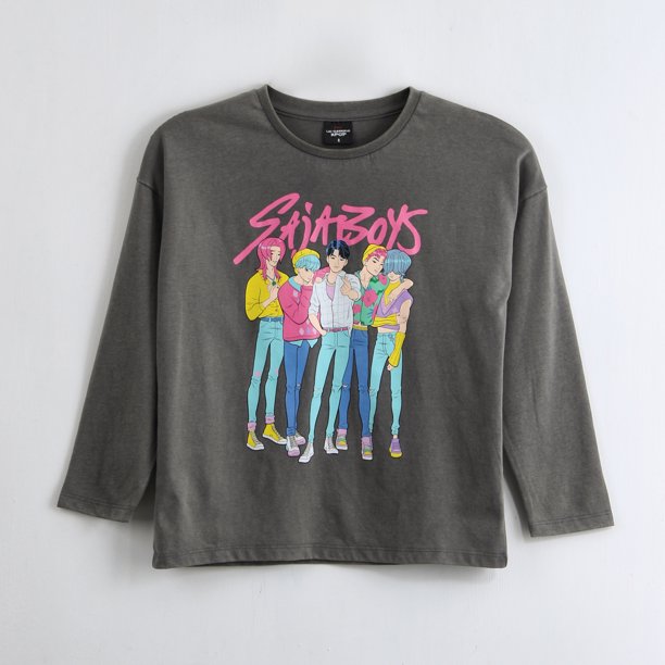 Polera Manga Larga Niña Saja Boys Kpop Demon Hunters Gris