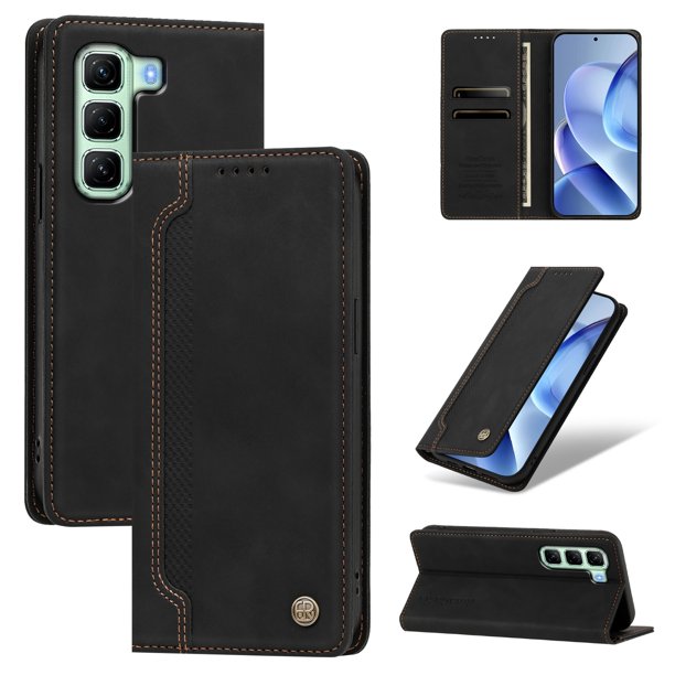 Funda Billetera para Infinix Hot 50 Pro 4G Imán y Resistente Negro