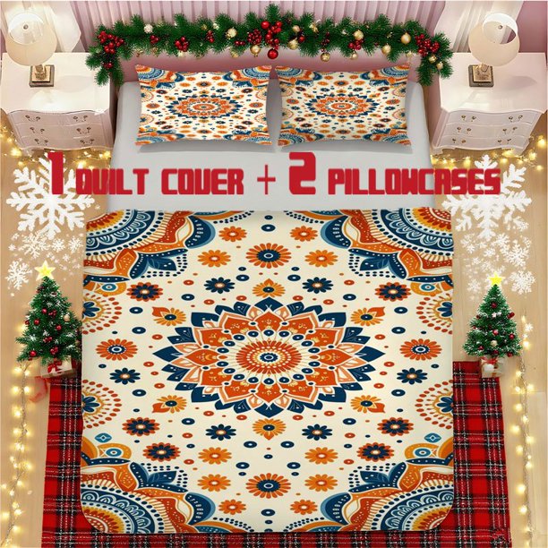 Indian Textile Mandala Print Soft Bedding Set Polyester Fabric Decorative & Warm