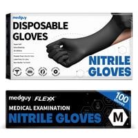 Guantes Desechables Medguy De Nitrilo Negro, 4,5 Mil, 100 Unidades