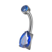 Ioensy - Clicker Ombligo Anillos Accesorio De Moda Diamantes De Imitación Ombligo Piercing Aro Azul