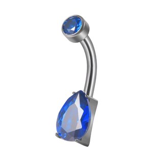 Ioensy - Clicker Ombligo Anillos Accesorio De Moda Diamantes De Imitación Ombligo Piercing Aro Azul