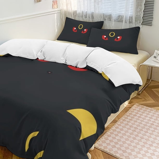 Umbreon Bed Duvet Cover Funny Anime Cartoon Bedding Sets Lightweight 3 Piece Comforter Sets