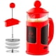 thumbnail image 1 of Prensa francesa OVENTE FPT34R de vidrio borosilicato rojo de 1 litro, 1 of 9