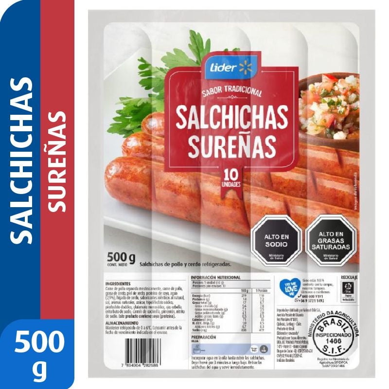 Salchicha Sureña 10 Un 500 g Lider