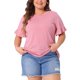 thumbnail image 1 of Agnes Orinda Camisetas de Mujer Tallas Grandes Cuello Redondo Volante Manga Corta Camisetas Casual Verano Blusa 3X Rosa, 1 of 5