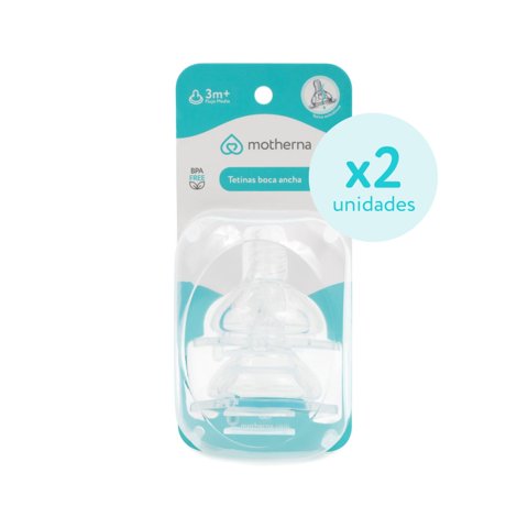 Tetina Boca Ancha De Flujo Lento Motherna 2 Uns 3M+Transparente