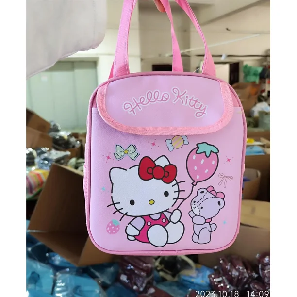 Kawaii Sanrio Kuromi Lunch Bag Anime My Melody Cinnmoroll Travel Thermal Breakfast Box School Child Large Capacity Tote Food Bag