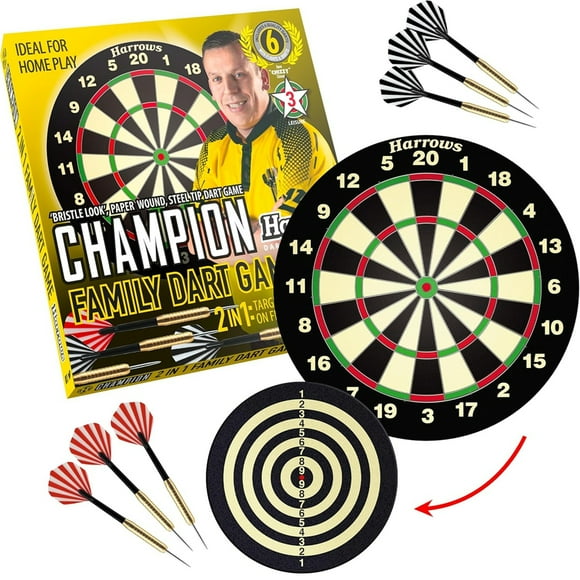 Juego Dardo Champion Brist 18pul Tablero+6dardos Papel Bifac