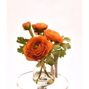 Vadell - Arreglo De Flores Naranjas En Florero 18 Cm