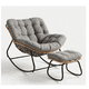 thumbnail image 1 of Silla Mecedora Boho Papasan Nido + Reposa Pies Moderna GRIS, 1 of 5