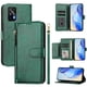 thumbnail image 5 of Funda tipo cartera para REALME GT 5G con bolsillo con cremallera, tarjetero, soporte, correa para la muñeca y tapa de cuero verde, 5 of 5