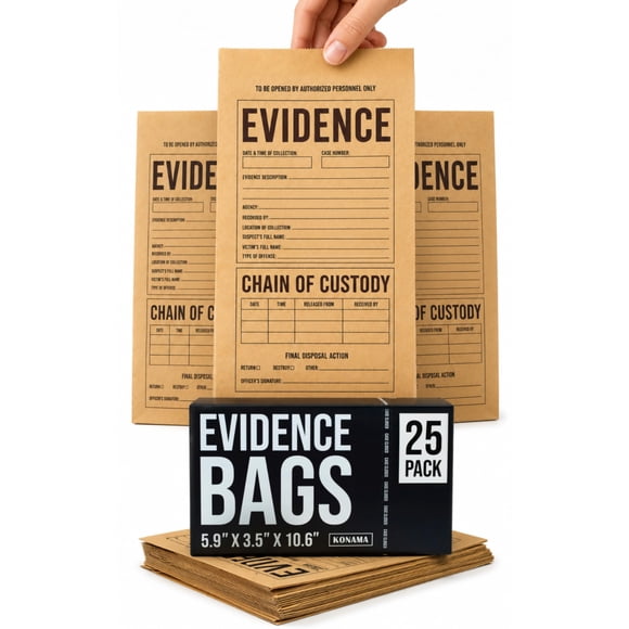 Bolsas de Evidencia Konama 25 unidades - Papel Kraft 27x9x8 cm
