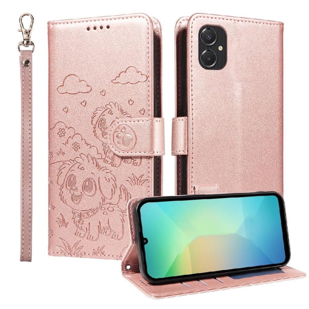 Funda Billetera FOXDOCK Compatible con Samsung Galaxy A06, Diseño Perrito Tierno, Ranuras para Tarjetas y Soporte Plegable