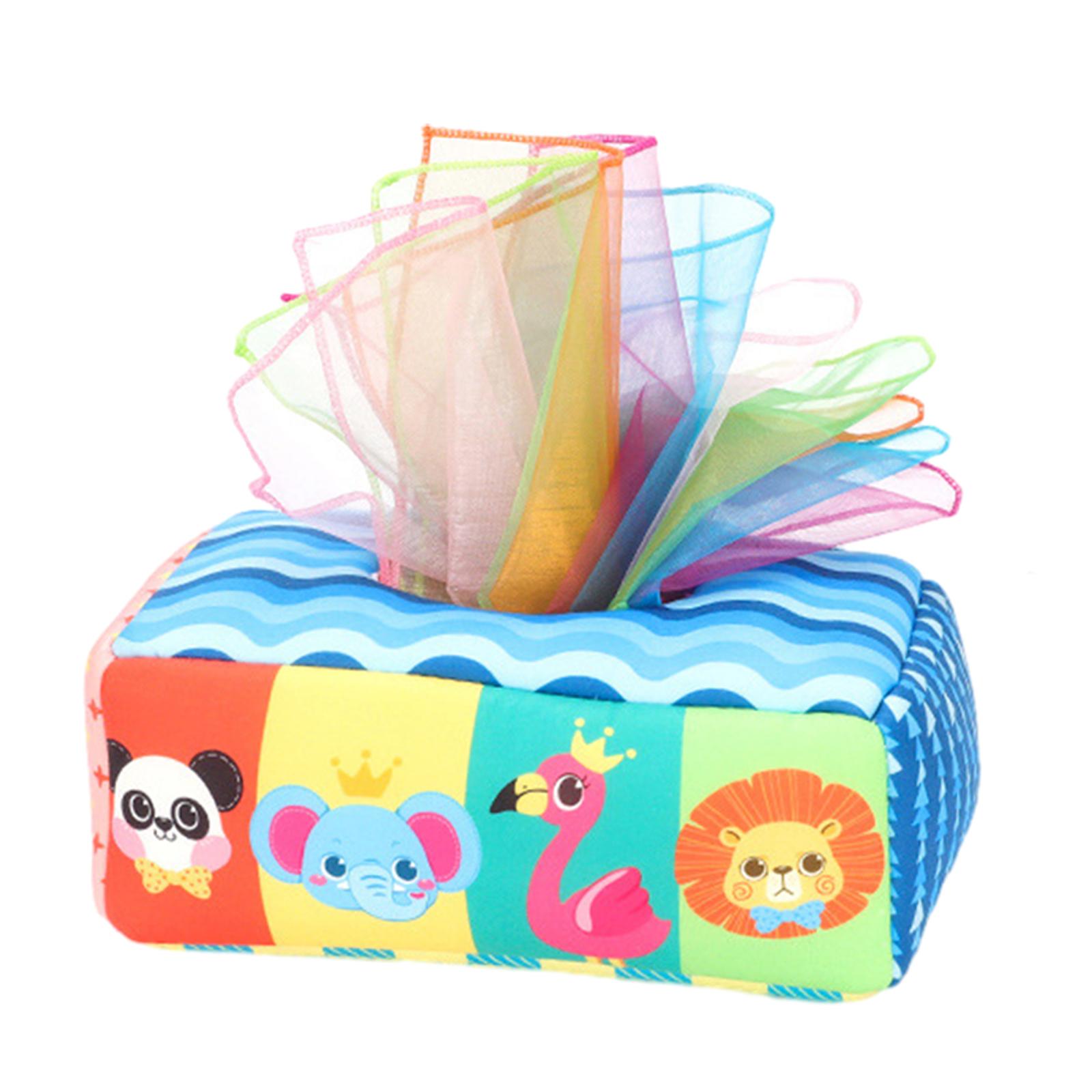 Bothyi - Caja De Pañuelos Para Tirar, Juguete De Tejido Arrugado Montessori Para Bebé De 6 Meses En Adelante