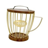 Bothyi - Portacápsulas De Café Con Base De Madera, Cesta De Almacenamiento Para Oficina, Escritorio, Cocina, Dorado, Con Tapa