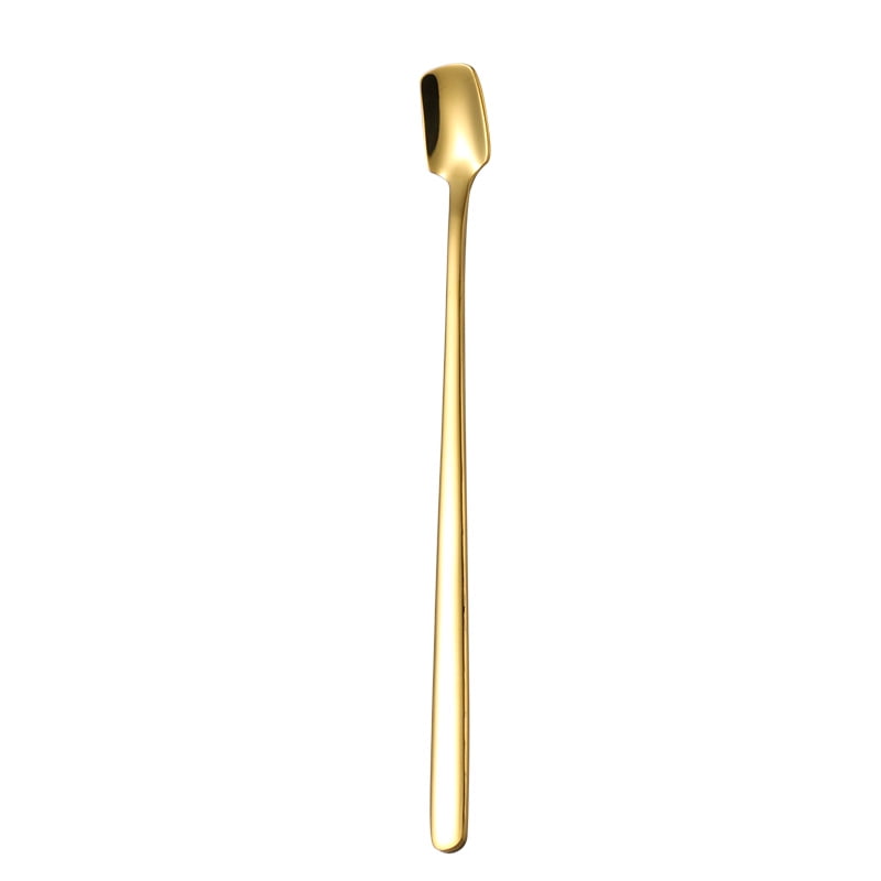 Xmhytop 2 Cucharas Cuadradas De Acero Inoxidable,17x1.5 Cm - Ideal Para Helados, Postres Y Bebidas Con Estilo Moderno,dorado