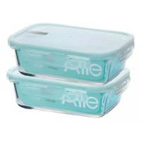 Pack 2 Contenedores Hermetico Vidrio Rectangular 750Ml Allegra