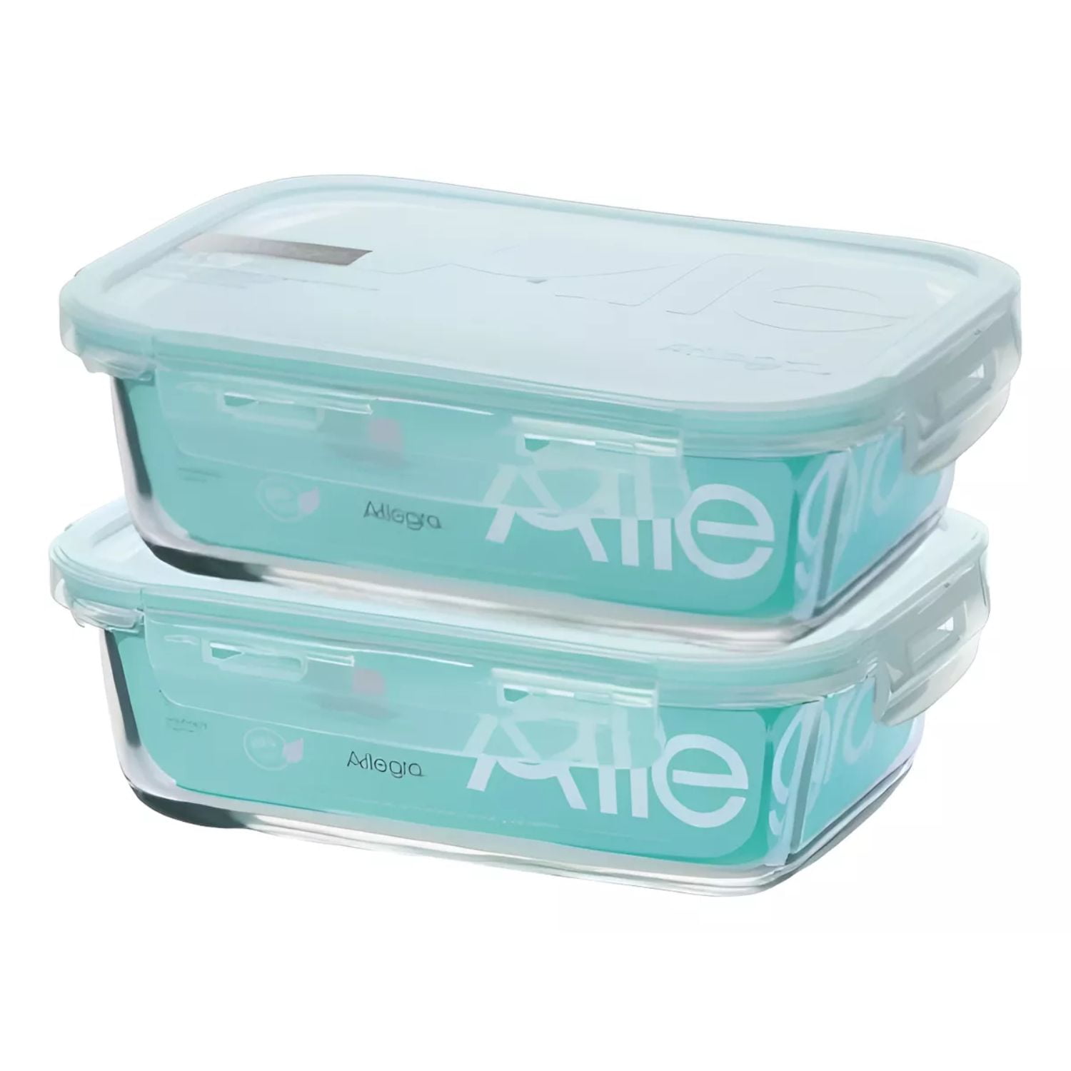 Pack 2 Contenedores Hermetico Vidrio Rectangular 750ml Allegra