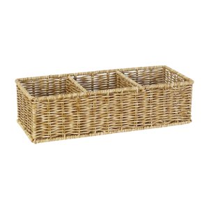 Magideal - Cesta Tejida Con 3 Compartimentos, Contenedor Rústico, Caja Rectangular, Organizador Para Despensa, Escritorio, Baño, Dormitorio, Artículos Diversos