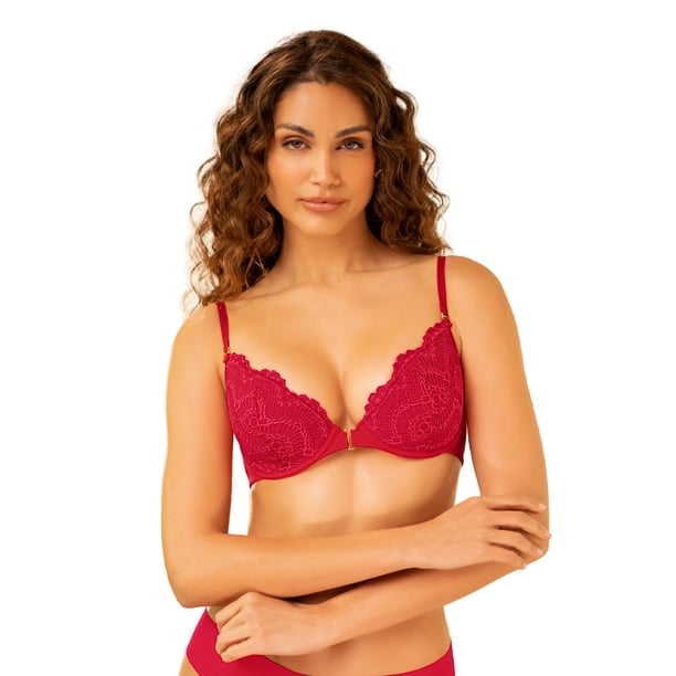 Sostén en encaje con broche frontal y espalda lisa 091177