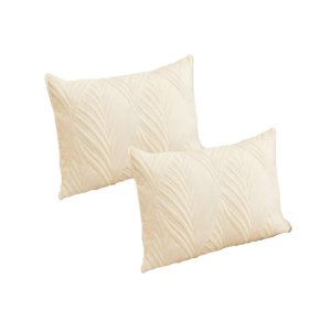 Genérico - Pack De 2 Fundas De Cojin Serie Hojas 30X50 Cm Beige